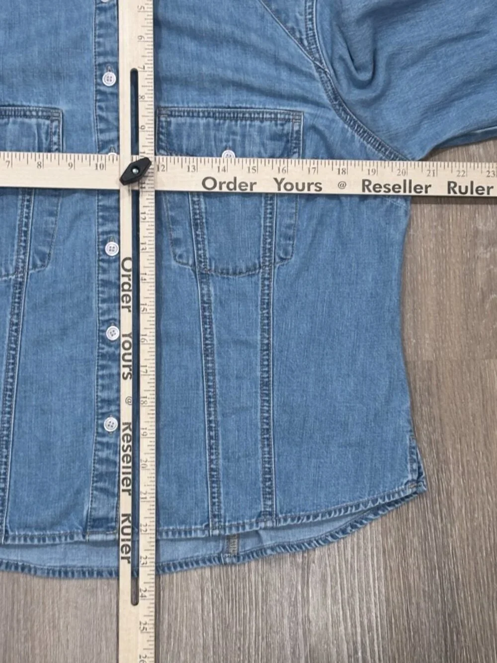Veronica Beard Tivi Denim Flared Sleeve Shirt Iceberg Light Wash Large